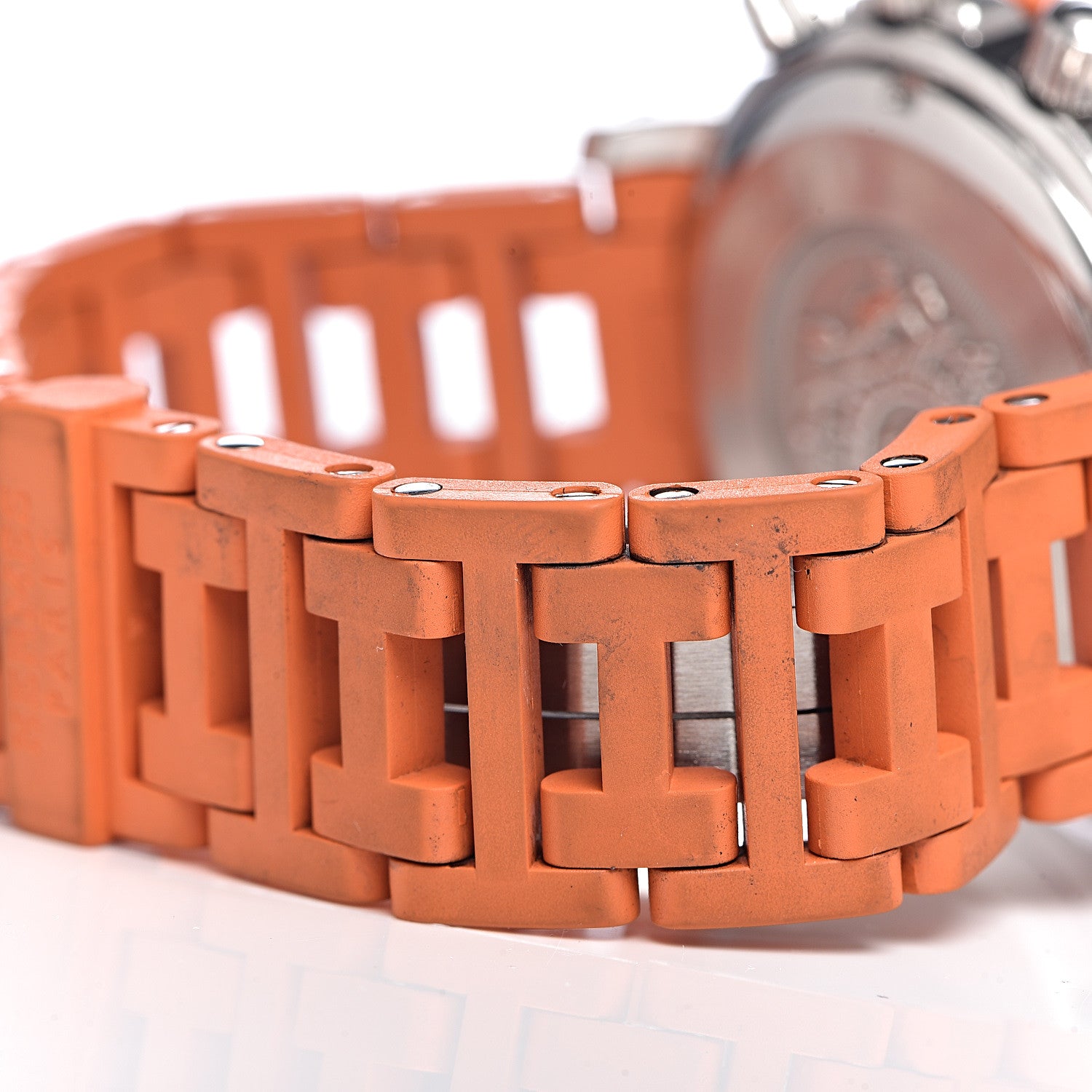 Hermes Stainless Steel Rubber 39mm Clipper Chronograph Quartz Watch Orange 10 of 11