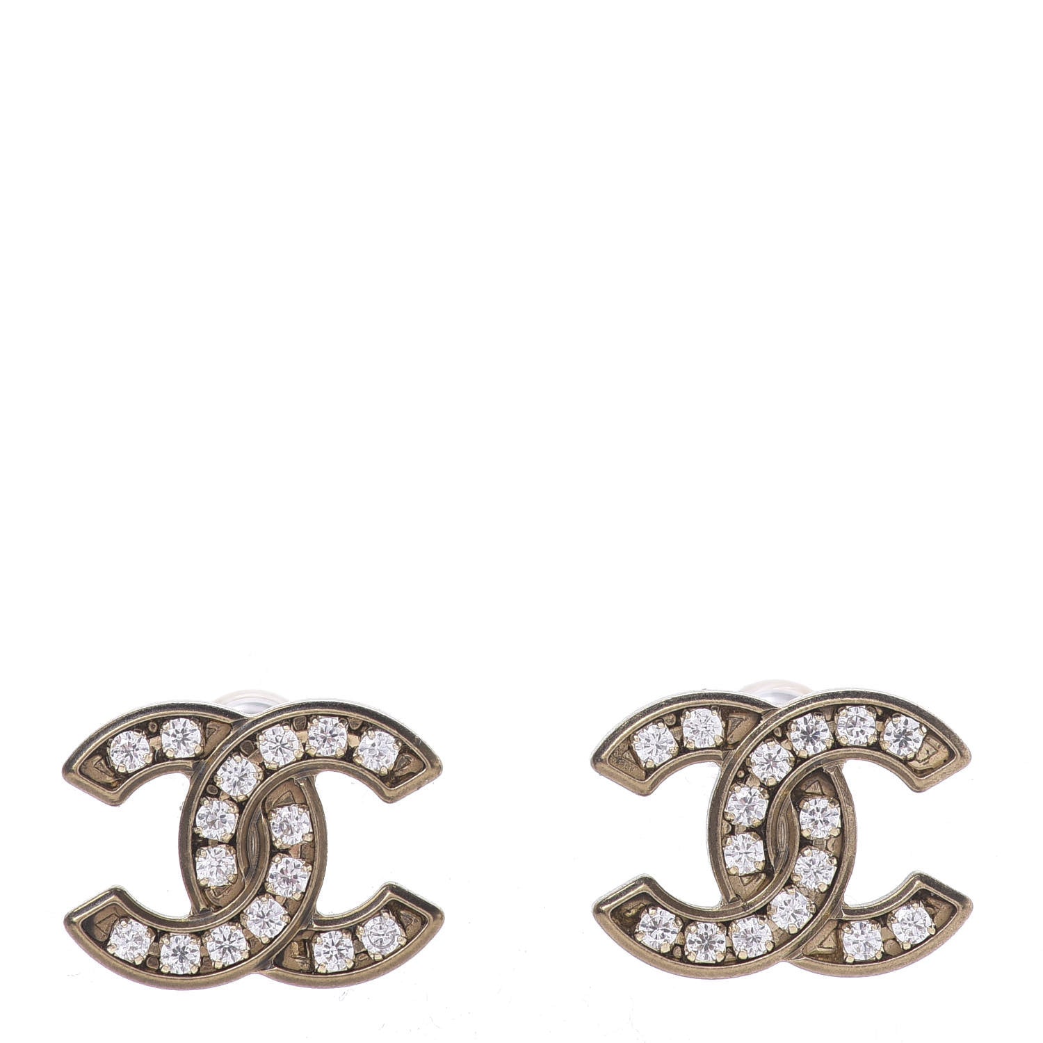 Chanel Crystal CC Earrings Gold 1 of 6