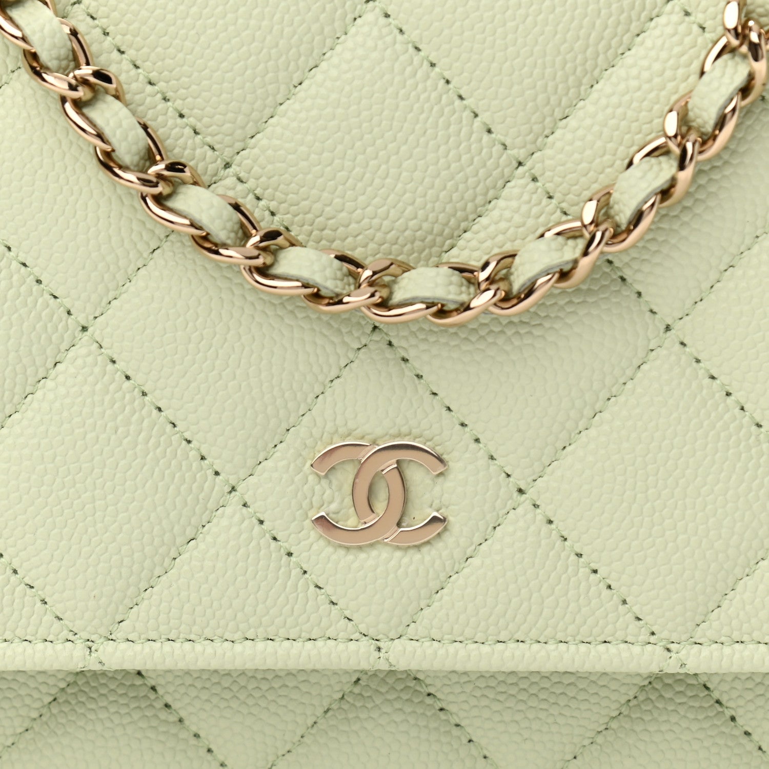 Chanel Caviar Quilted Wallet On Chain WOC Light Green 9 of 12