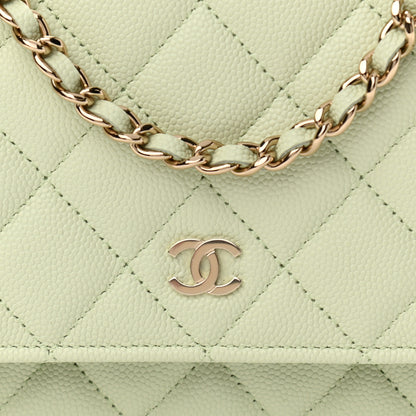 Chanel Caviar Quilted Wallet On Chain WOC Light Green 9 of 12