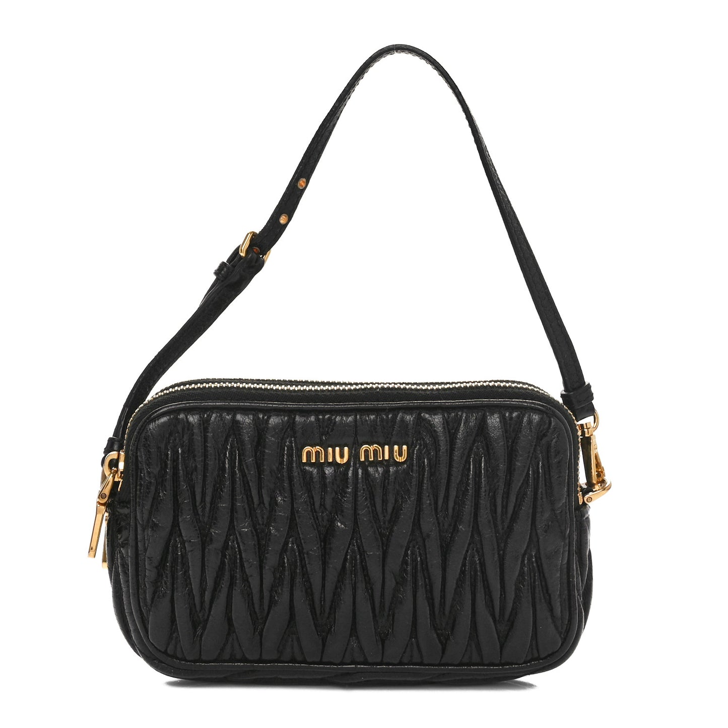 Nappa Matelasse Double Zip Pochette Clutch Black