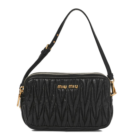 Nappa Matelasse Double Zip Pochette Clutch Black