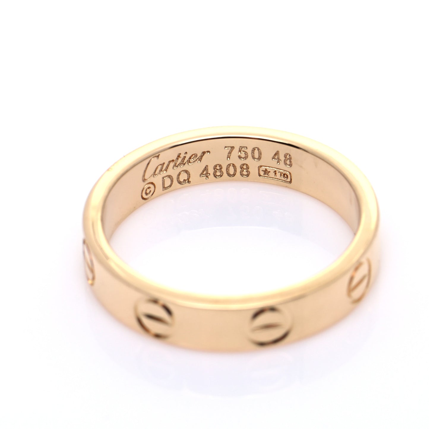 18K Yellow Gold 3.5mm LOVE Wedding Band Ring 48 4.5