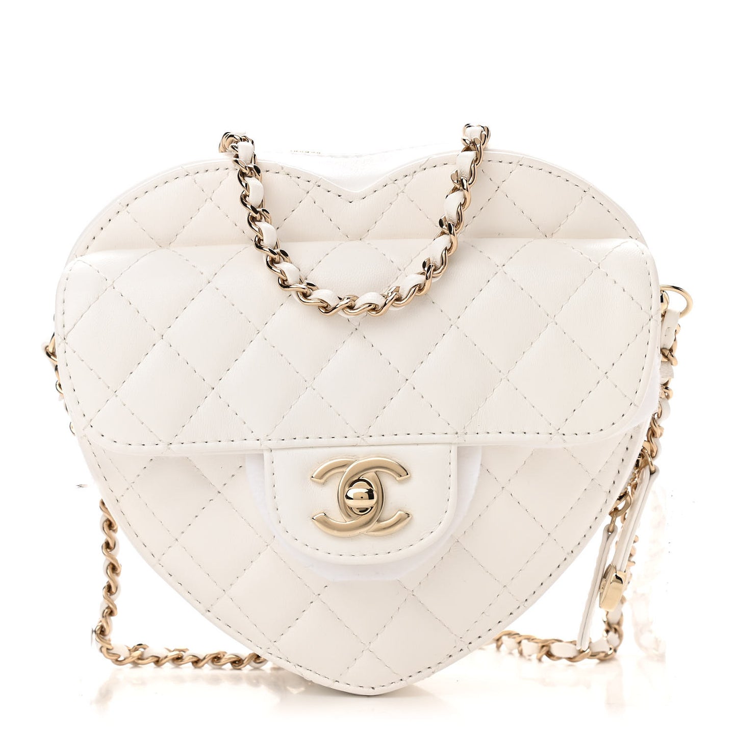 Lambskin Quilted CC In Love Heart Bag White