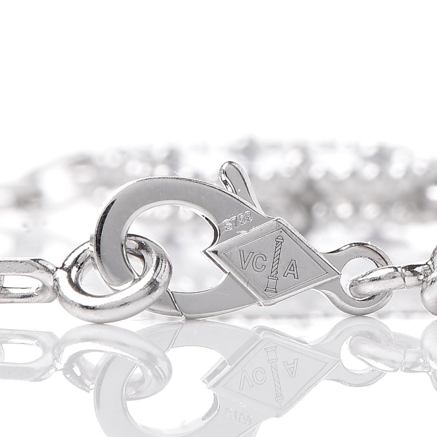 18K White Gold Chalcedony 5 Motifs Vintage Alhambra Bracelet