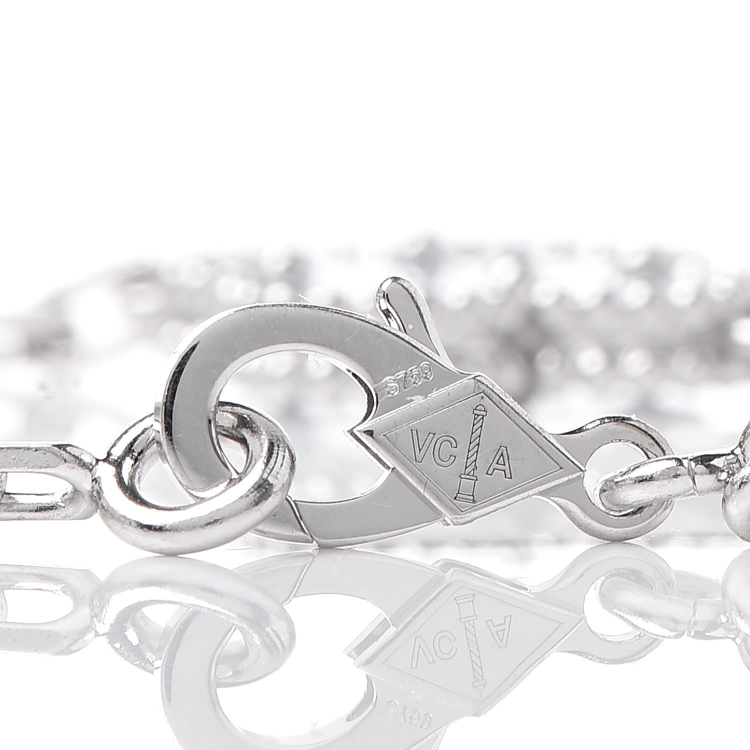Van Cleef & Arpels 18K White Gold Chalcedony 5 Motifs Vintage Alhambra Bracelet 4 of 6