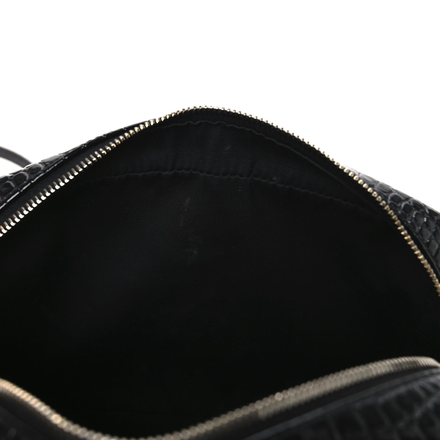 Patent Calfskin Crocodile Embossed Monogram Lou Camera Bag Black