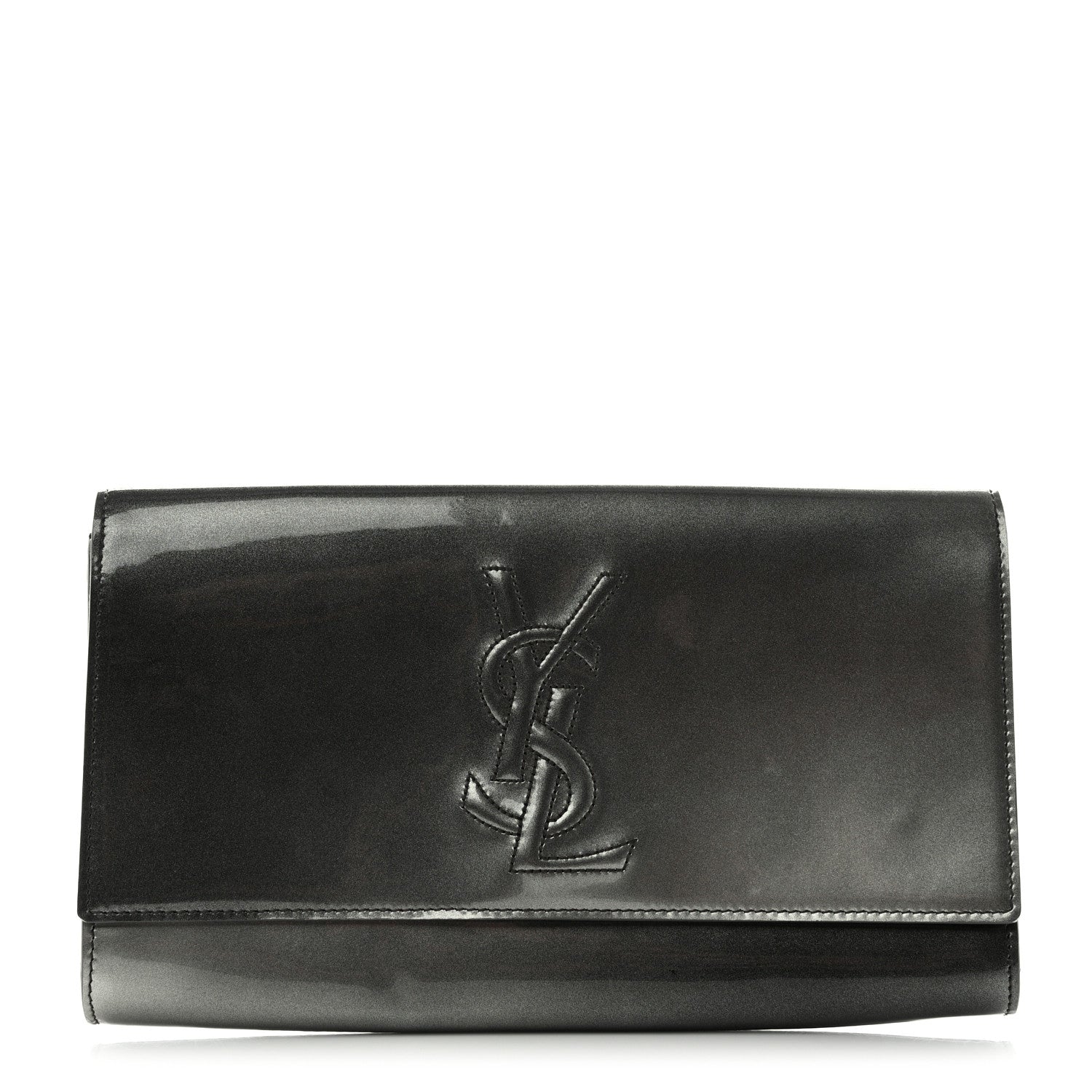 Saint Laurent Patent Large Belle De Jour Clutch Grey 1 of 7