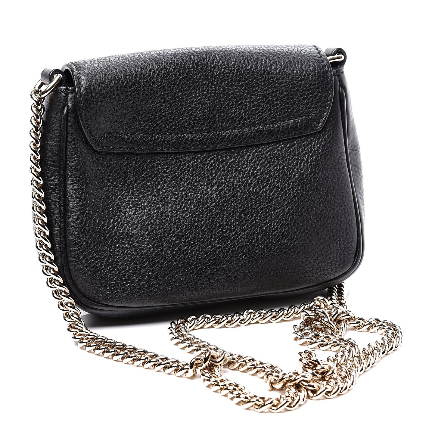 Pebbled Calfskin Small Soho Flap Crossbody Black