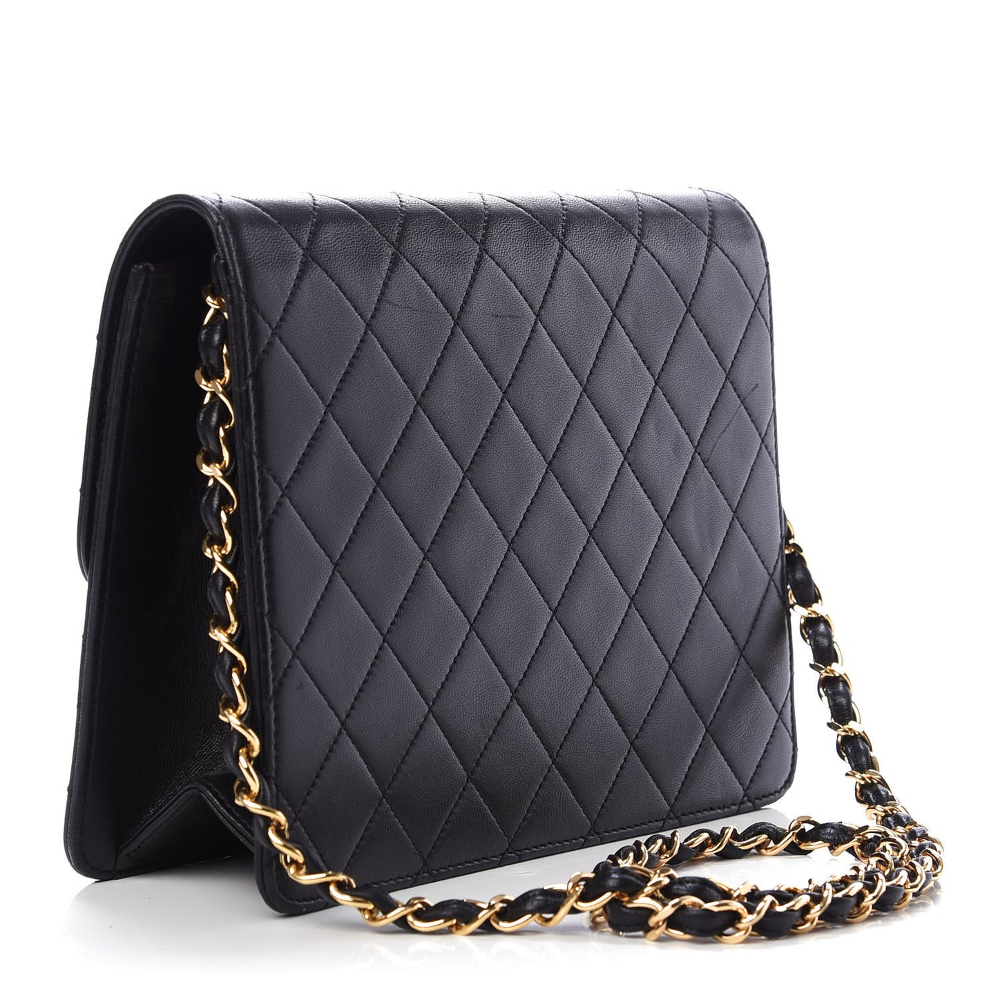 Lambskin Quilted Small Single Flap Black