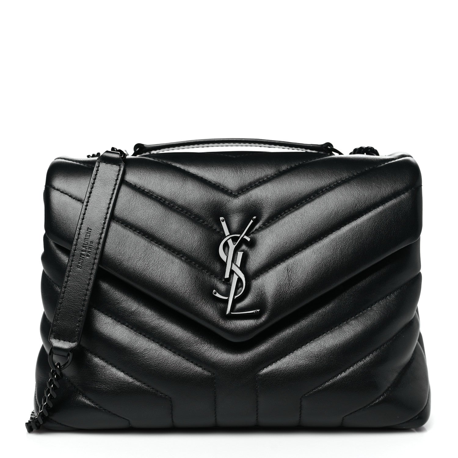 Saint Laurent Calfskin Y Quilted Monogram Monochrome Small Loulou Chain Satchel Black 1 of 10