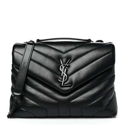 Saint Laurent Calfskin Y Quilted Monogram Monochrome Small Loulou Chain Satchel Black 1 of 10