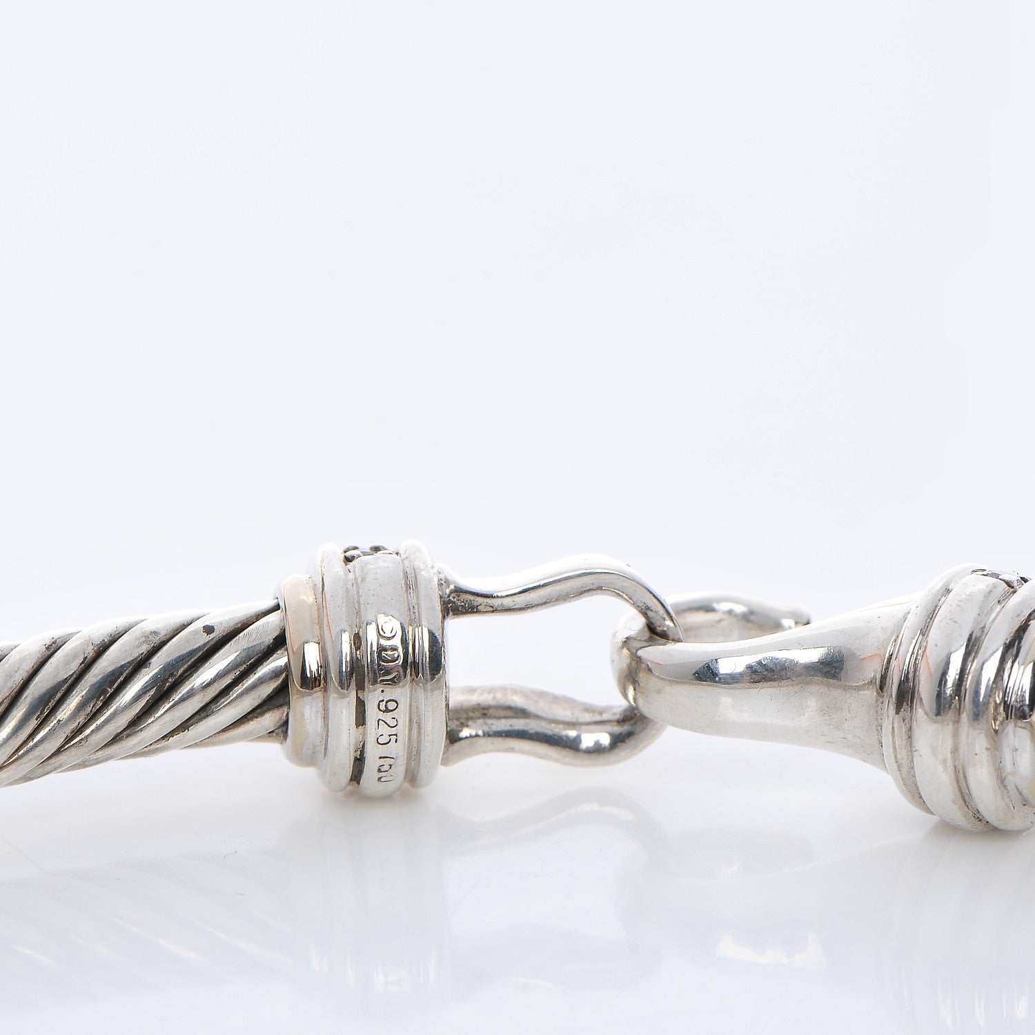 David Yurman Sterling Silver Diamond 5mm Cable Buckle Bracelet 4 of 4