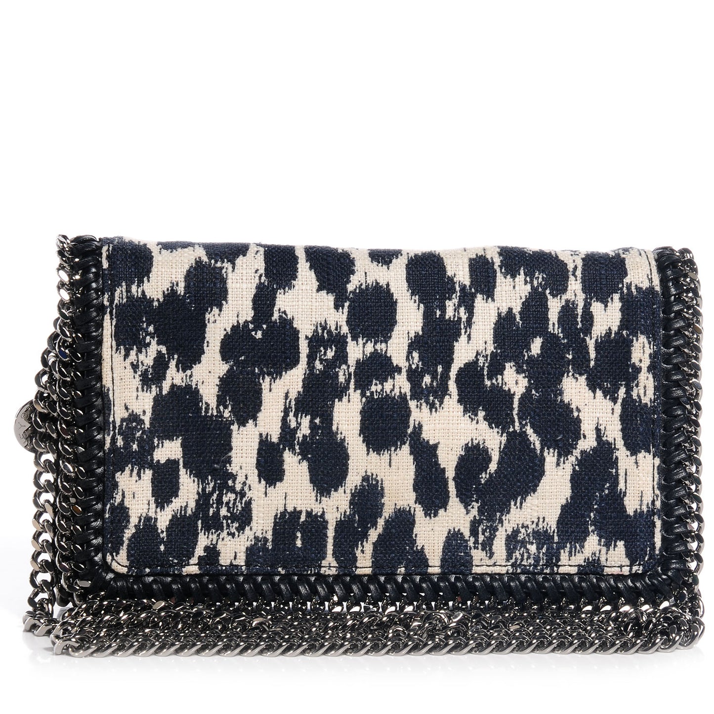 Linen Leopard Falabella Crossbody Navy Grey