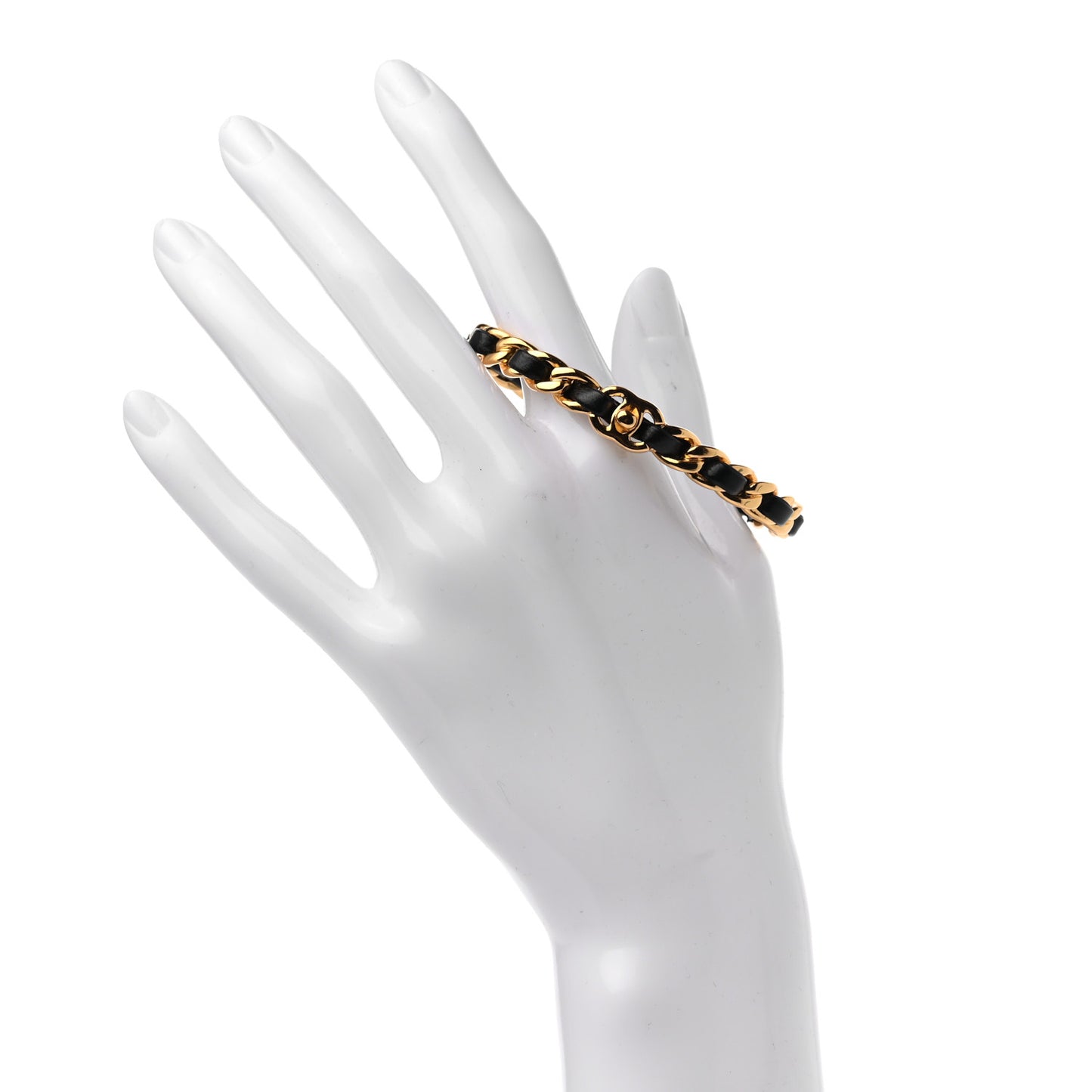 Lambskin CC Turnlock Chain Bracelet Black