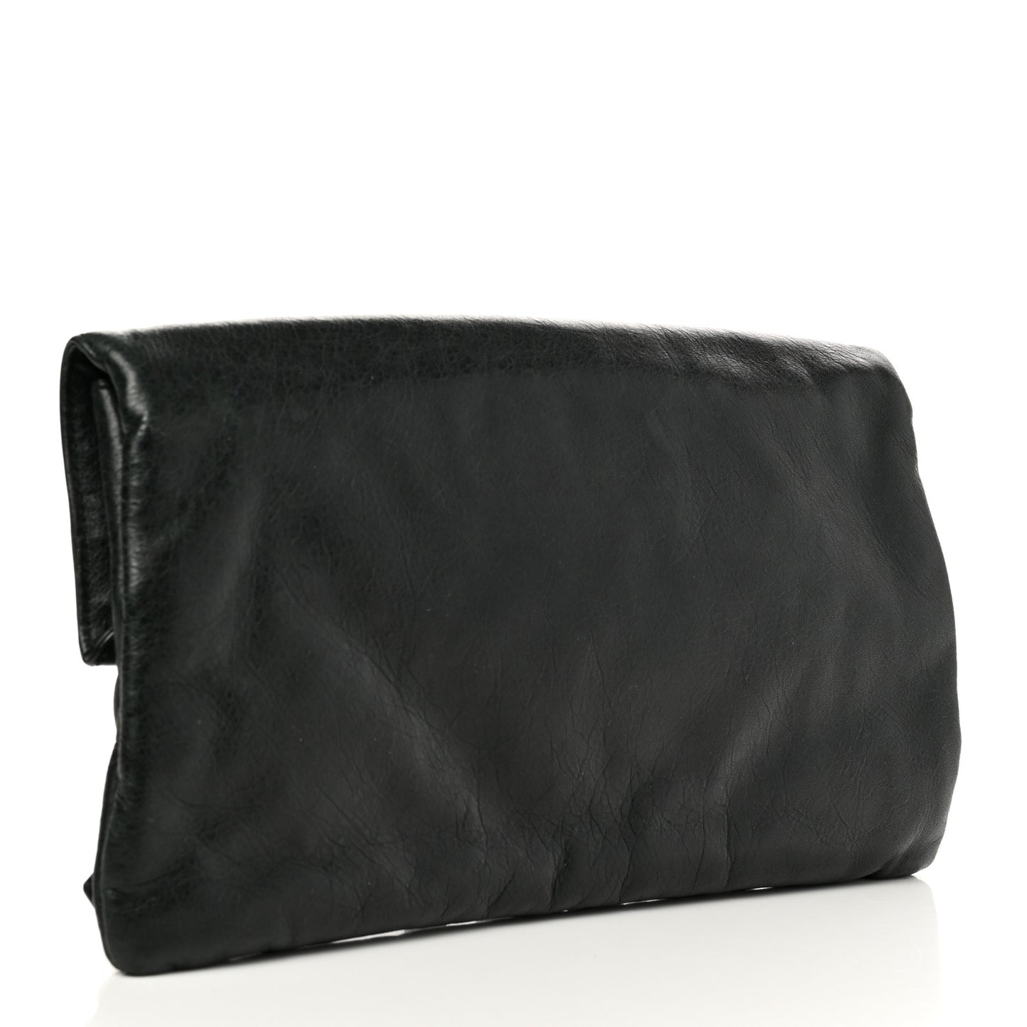 Agneau Giant 21 Silver Hardware Envelope Clutch Black