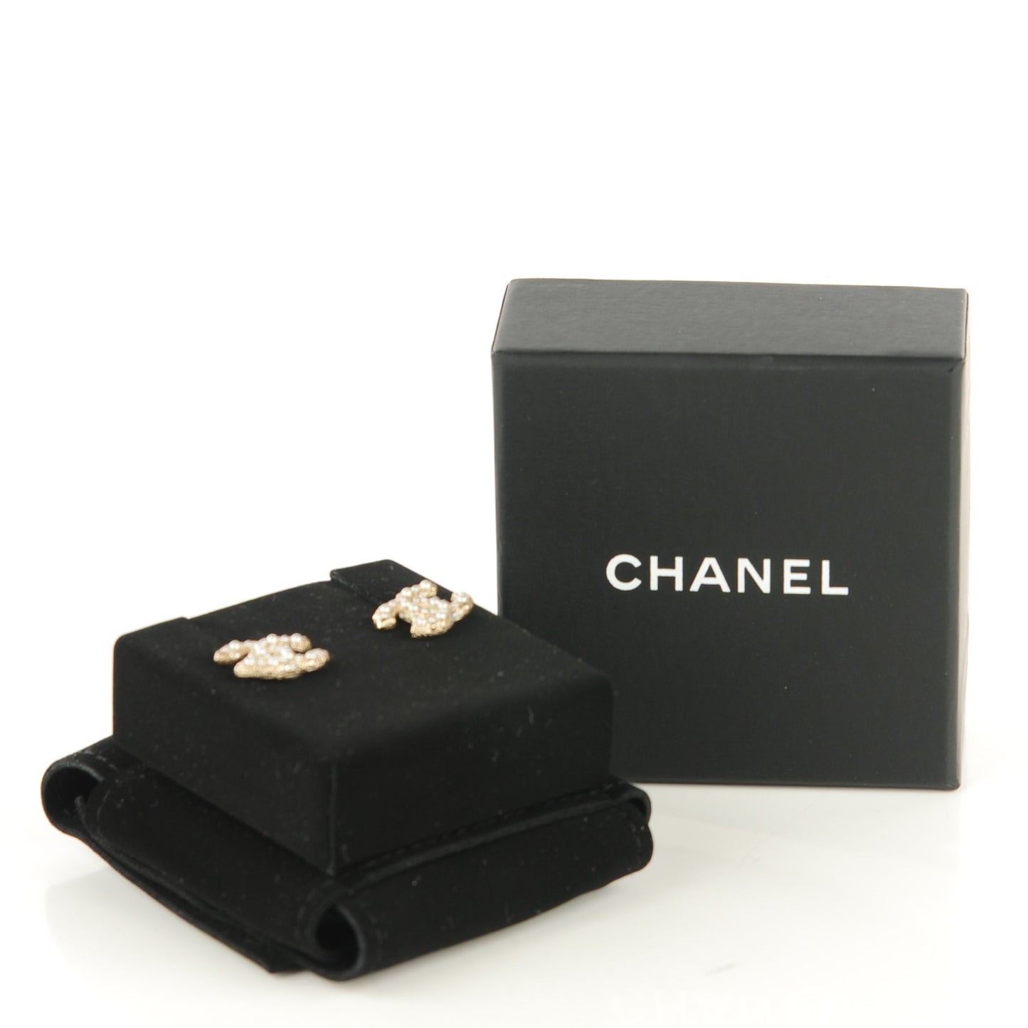 Crystal Pearl CC Earrings Light Gold