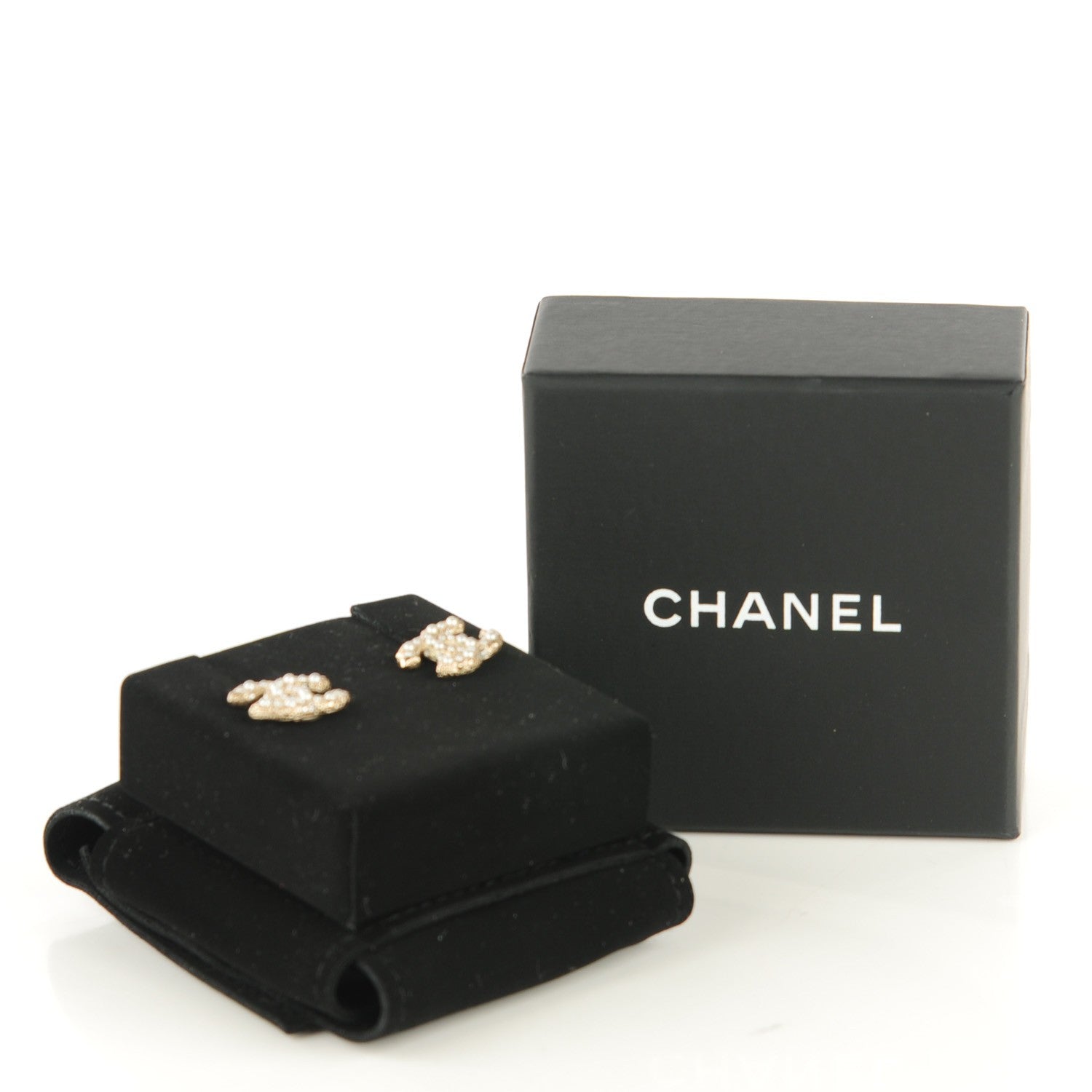 Chanel Crystal Pearl CC Earrings Light Gold 4 of 4