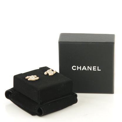 Chanel Crystal Pearl CC Earrings Light Gold 4 of 4