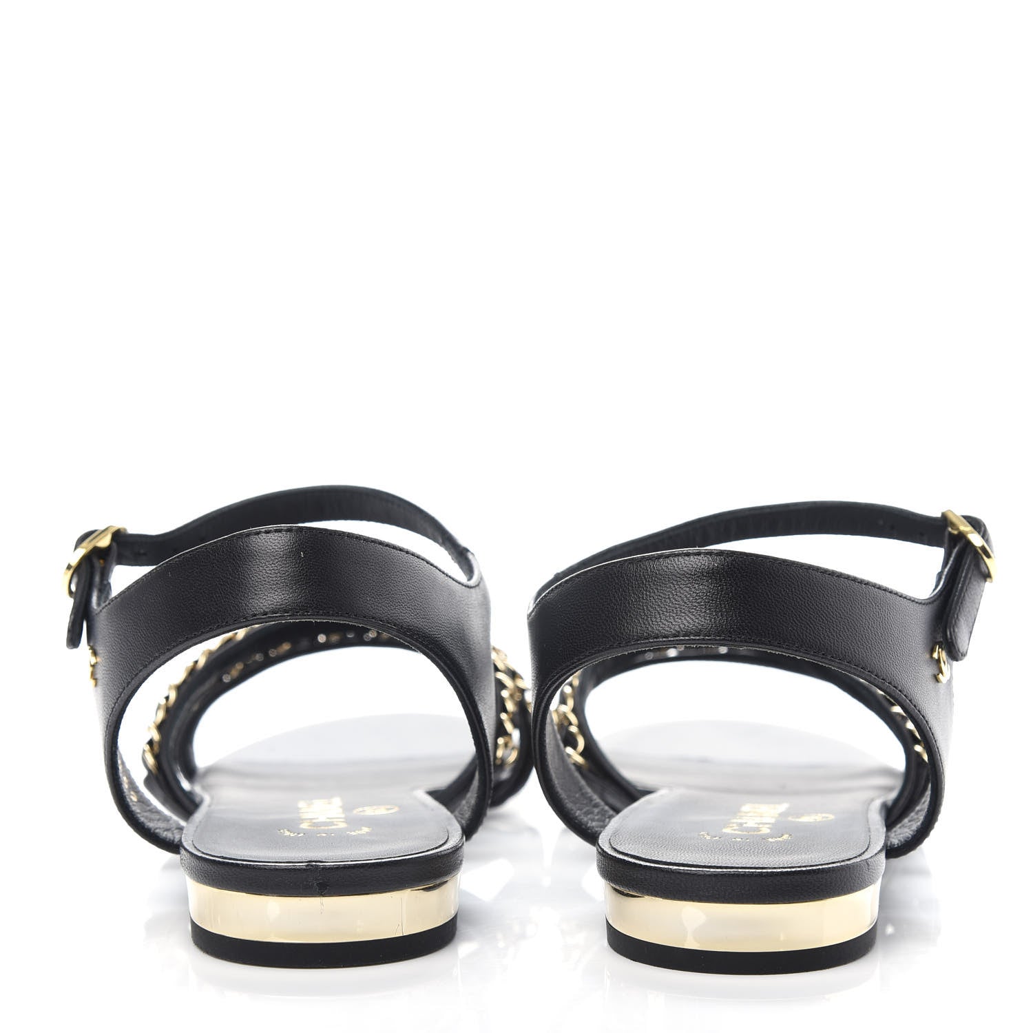 Chanel Lambskin CC Chain Sandals 37.5 Black 7 of 11