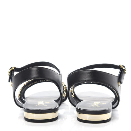 Chanel Lambskin CC Chain Sandals 37.5 Black 7 of 11