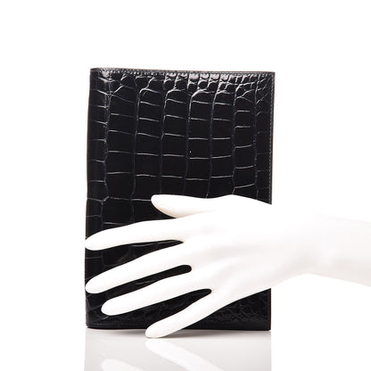 Hermes Shiny Alligator Notebook Cover Black 2 of 8