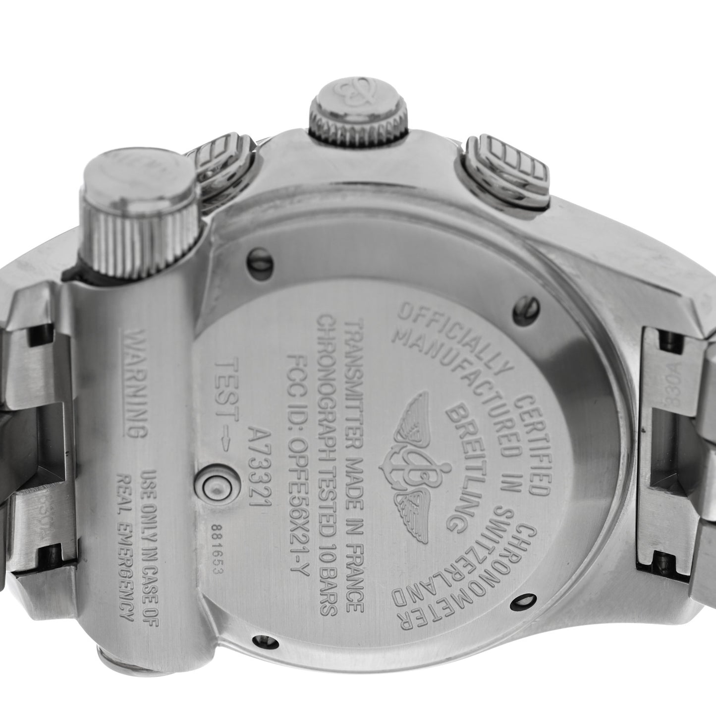 Stainless Steel 45mm Emergency Mission Chronograph Quartz Watch Black A73321