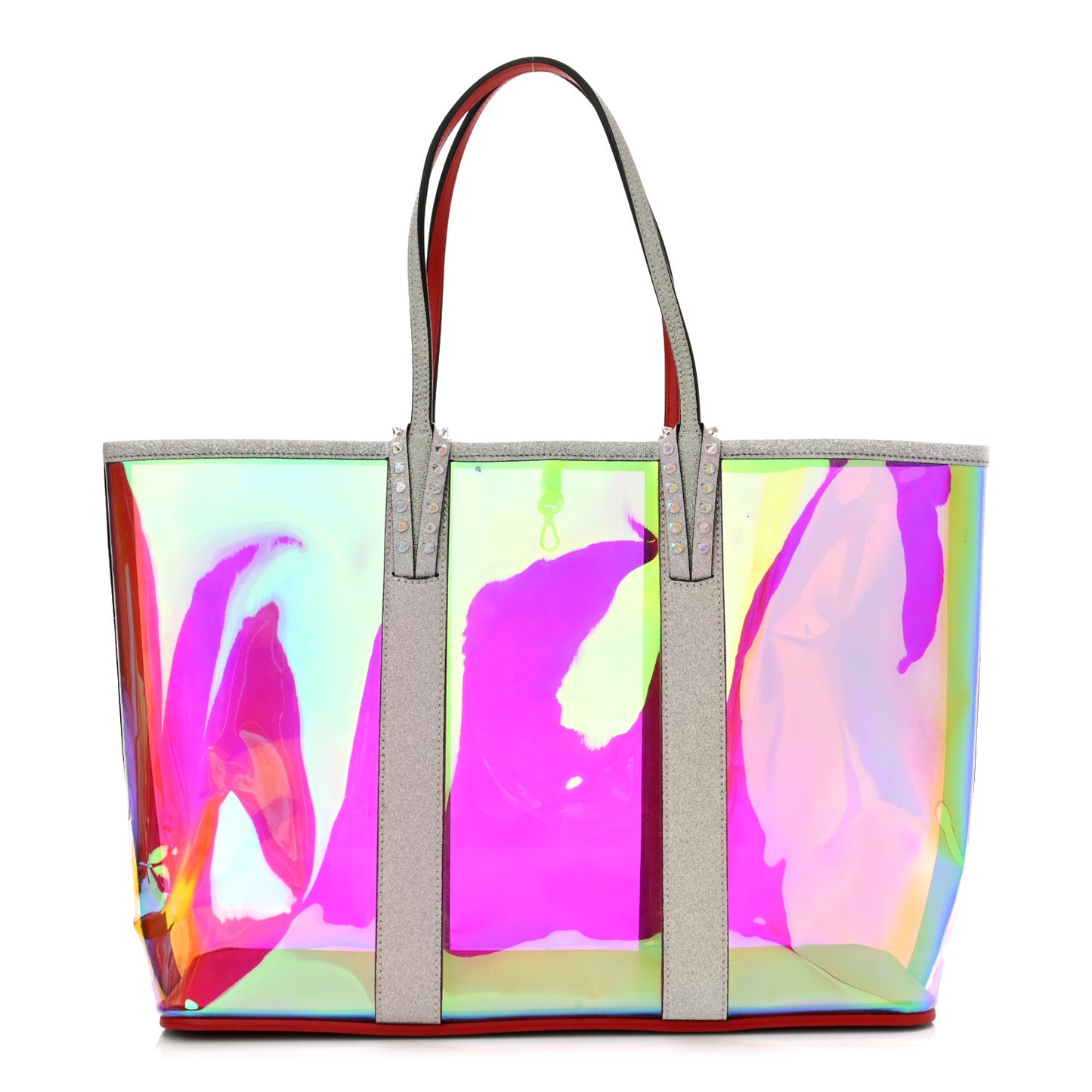 PVC Spikes East West Cabata Tote Silver