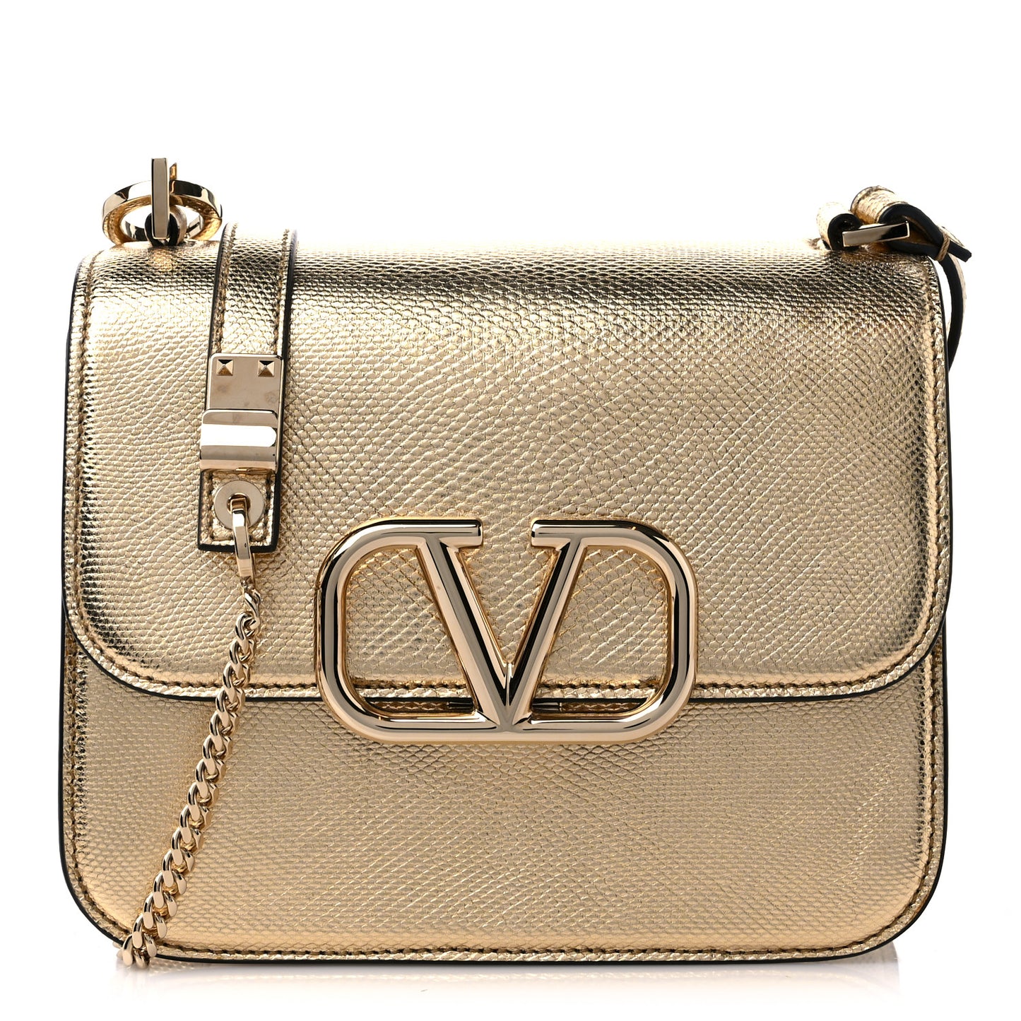 Metallic Snakeskin Small VSling Shoulder Bag Gold