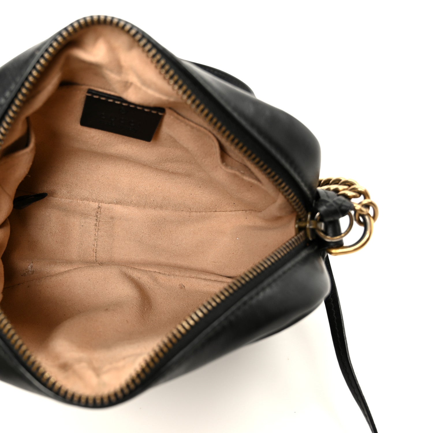 Gucci Calfskin Matelasse Mini GG Marmont Chain Shoulder Bag Black 5 of 12