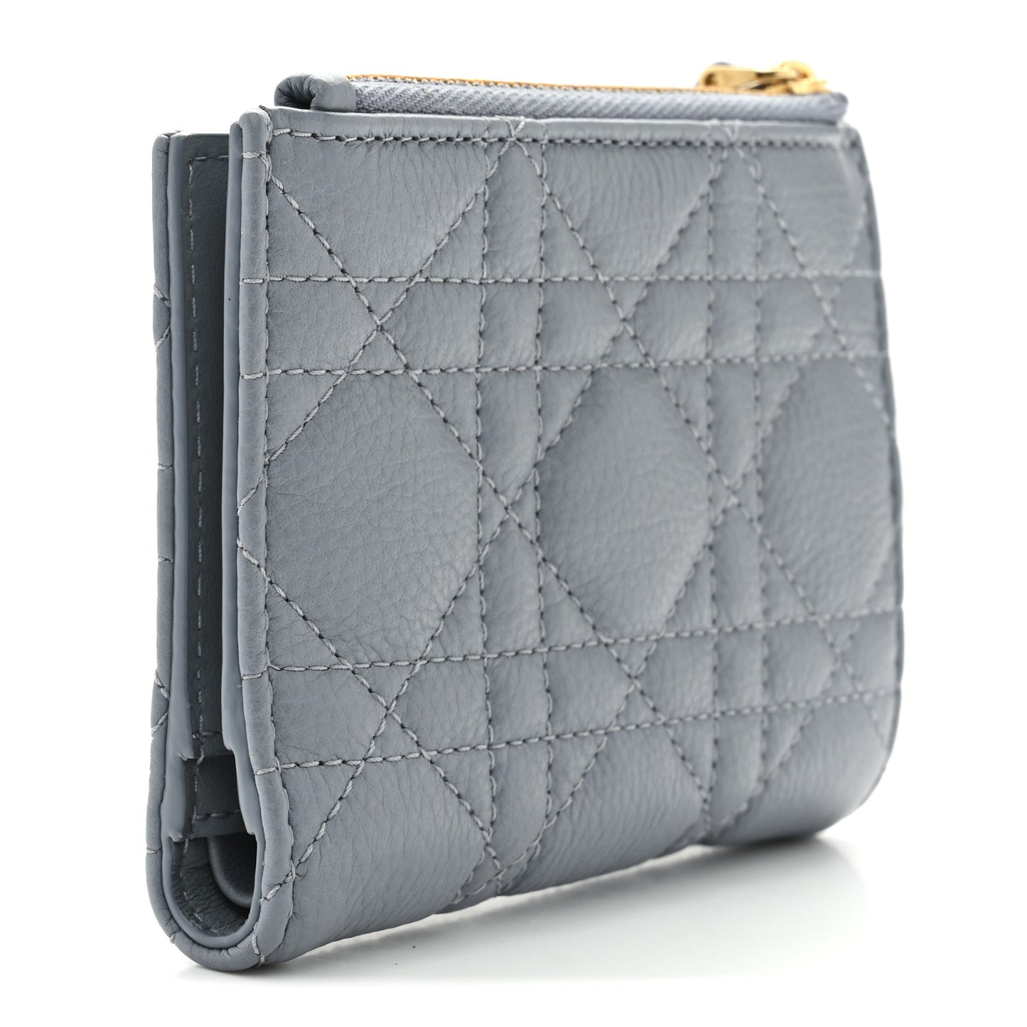 Grained Calfskin Supple Cannage Caro Dahlia Wallet Cloud Blue