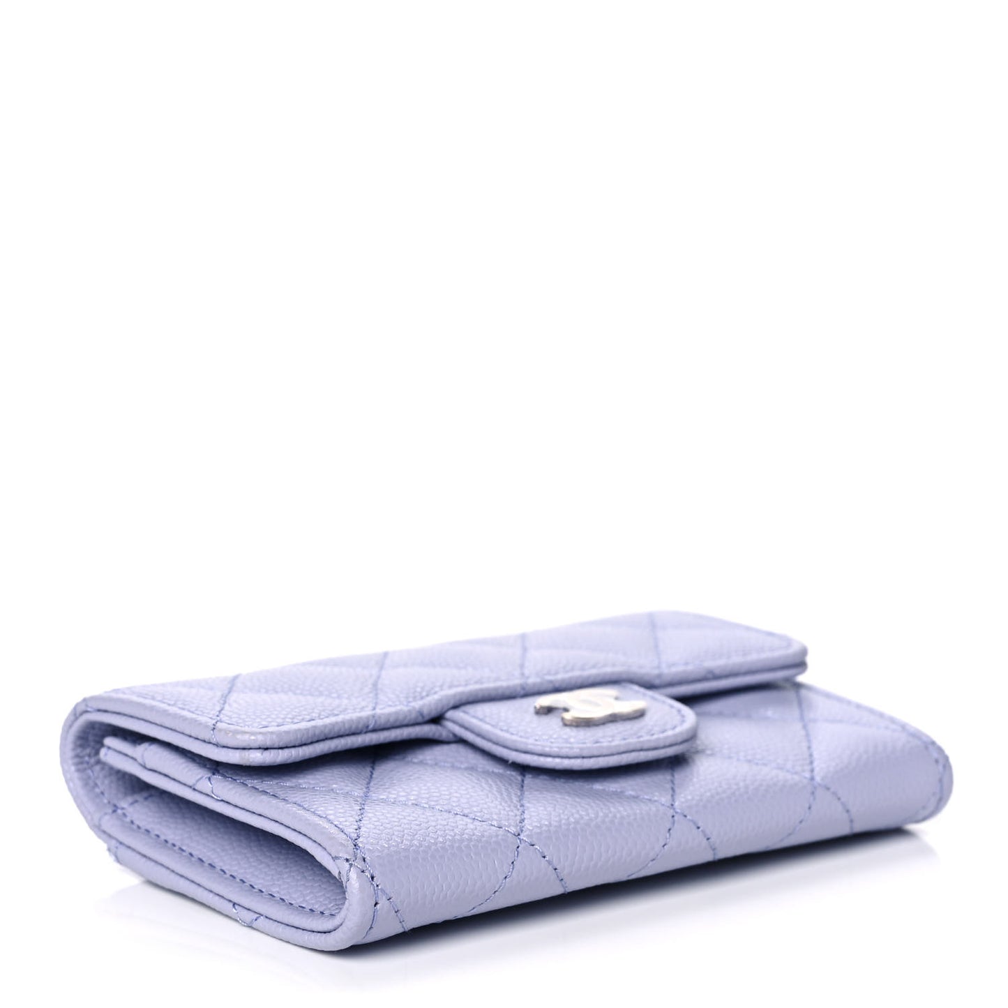 Caviar Quilted Flap Card Holder Wallet Light Purple
