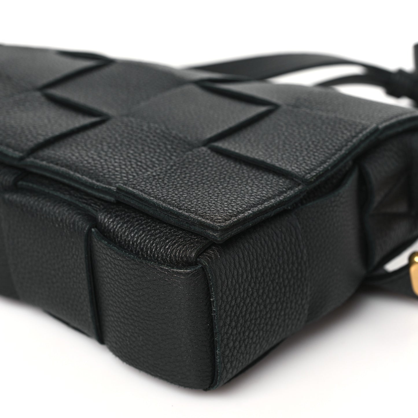 Grained Calfskin Maxi Intrecciato Cassette Crossbody Bag Black