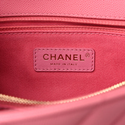 Chanel Caviar Chevron Quilted Small Coco Handle Flap Pink 6 of 12