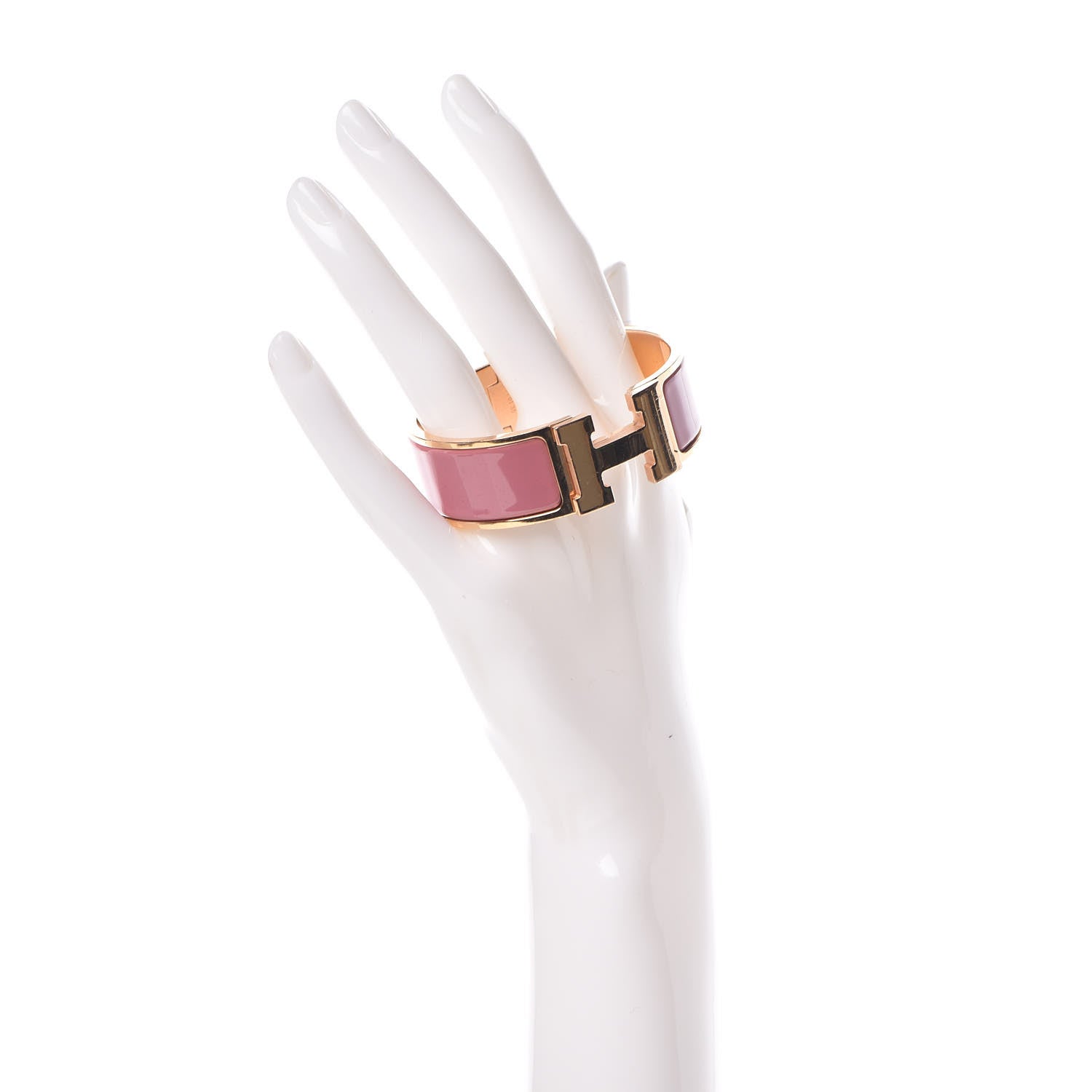 Hermes Enamel Wide Clic Clac H Bracelet PM Rose Velours 2 of 5