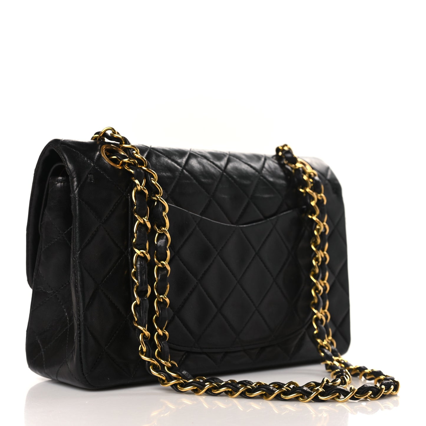 Lambskin Quilted Small Double Flap Black