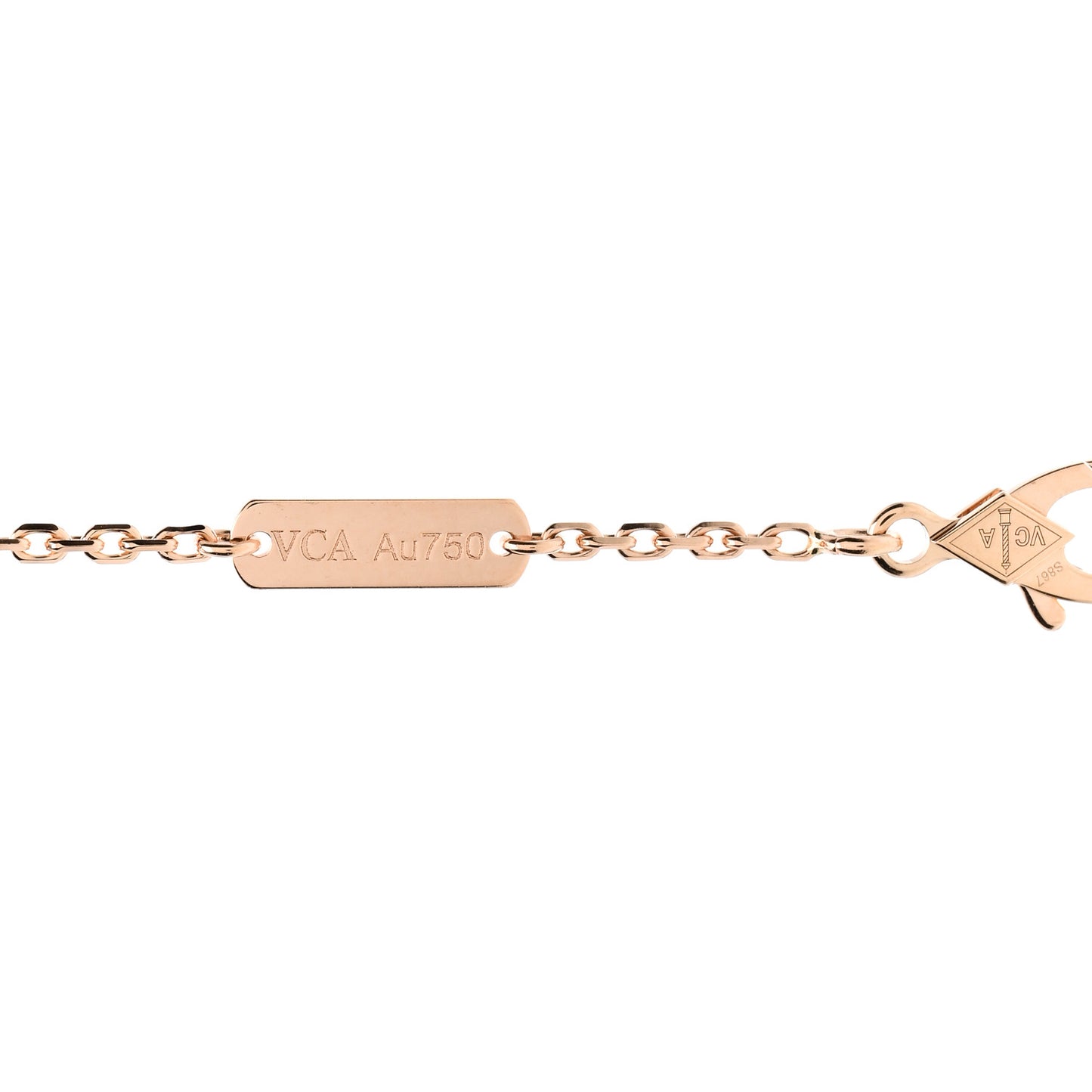 18K Rose Gold Gray Mother of Pearl Vintage Alhambra Pendant Necklace