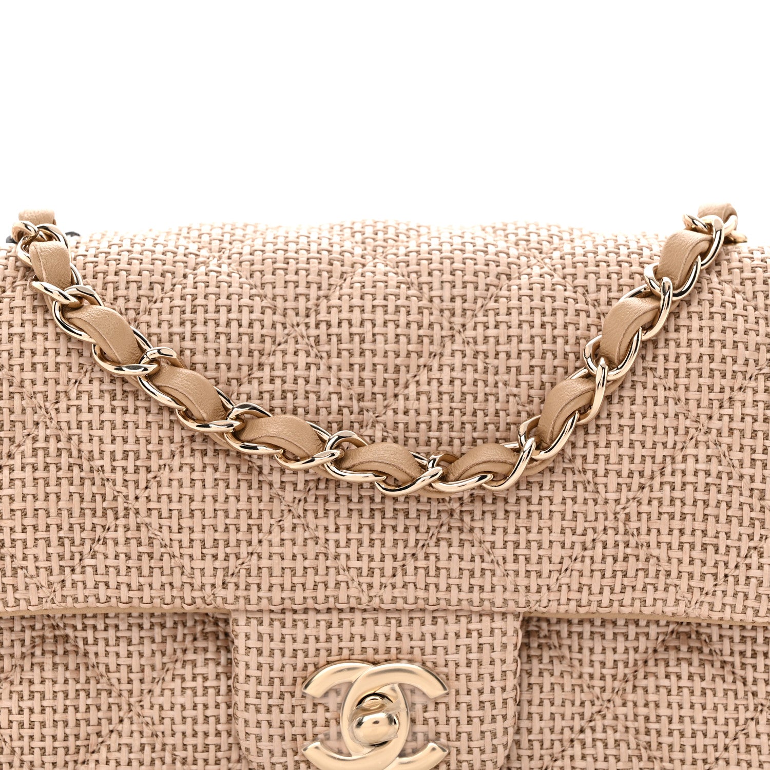 Chanel Braided Raffia Quilted Mini Rectangular Flap Dark Beige 8 of 11