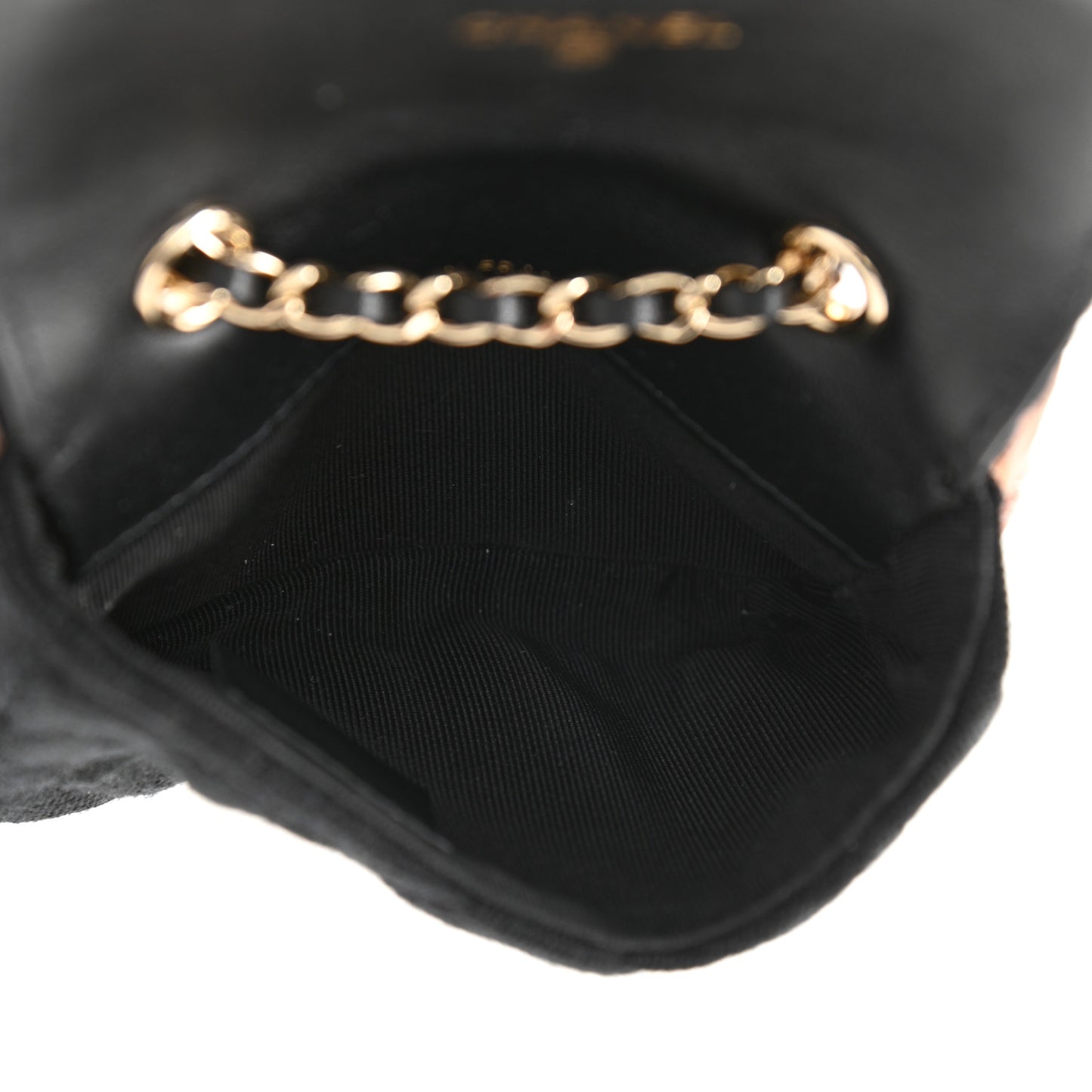 Jersey Quilted Flap Chain Waist Bag Black