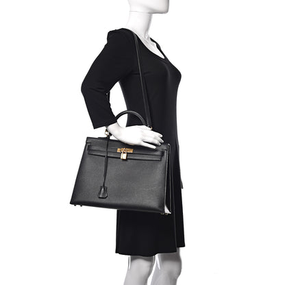 Hermes Epsom Kelly Sellier 35 Black 2 of 42
