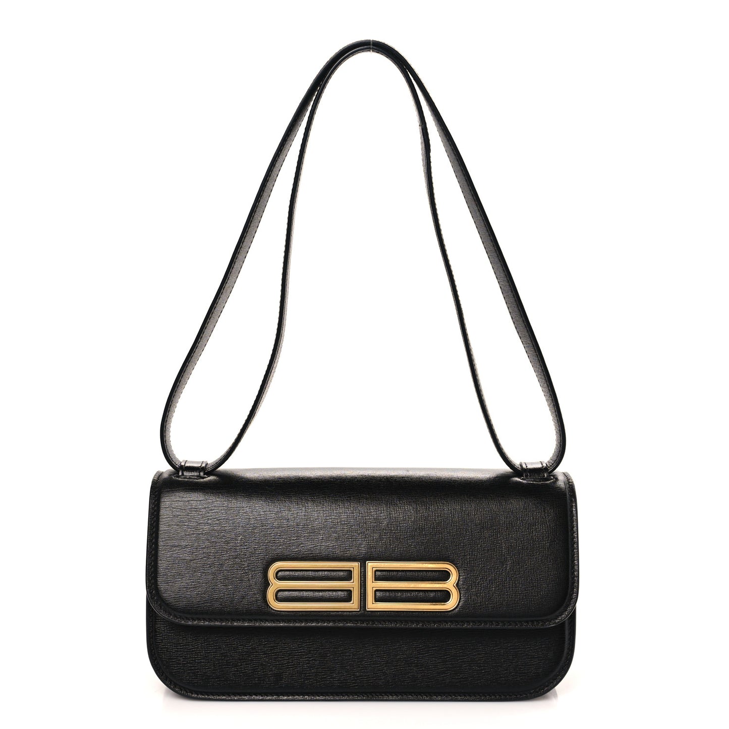 Calfskin Stripe Embossed Small Gossip Bag Black