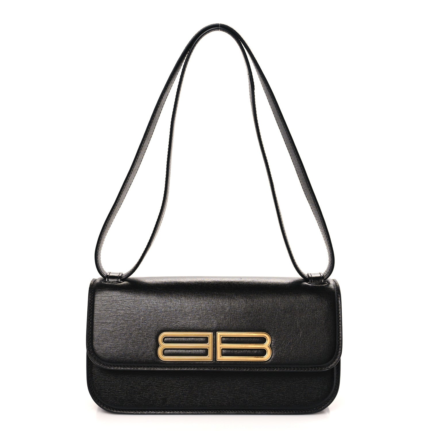 Balenciaga Calfskin Stripe Embossed Small Gossip Bag Black 1 of 9