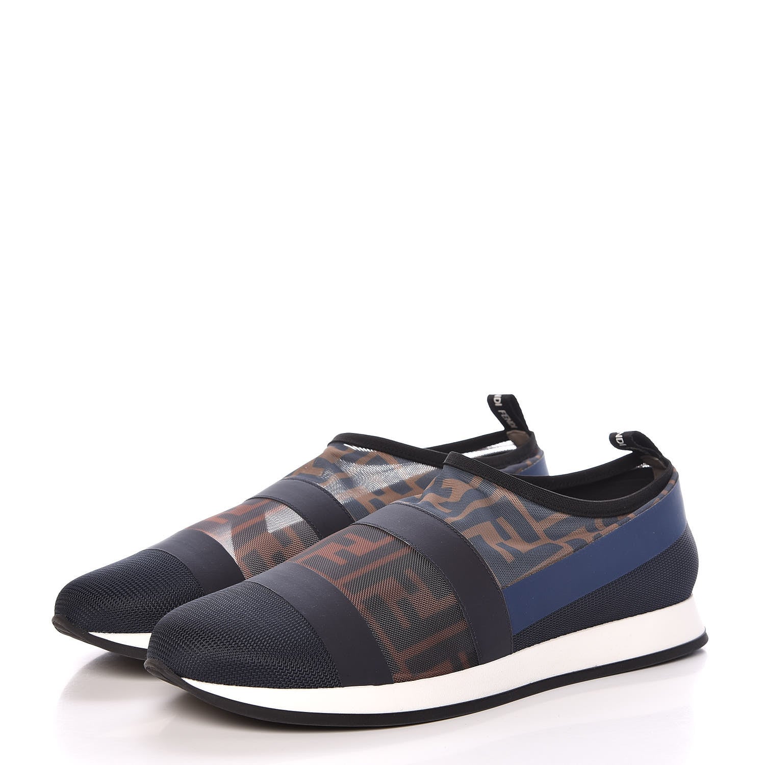 Fendi Technical Mesh Tulle Slip On Sneaker 40 Blue Tobacco 3 of 9
