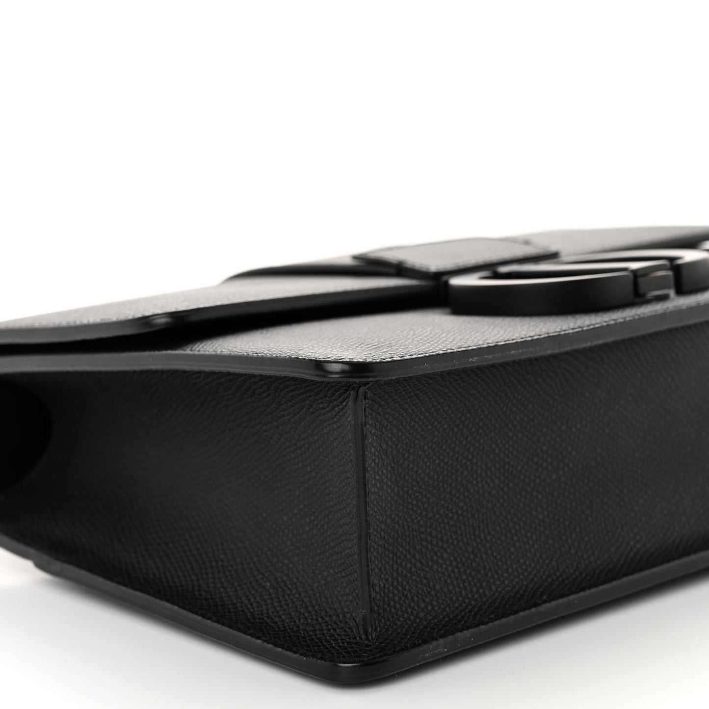 Ultra Matte Grained Calfskin 30 Montaigne Flap Bag Black