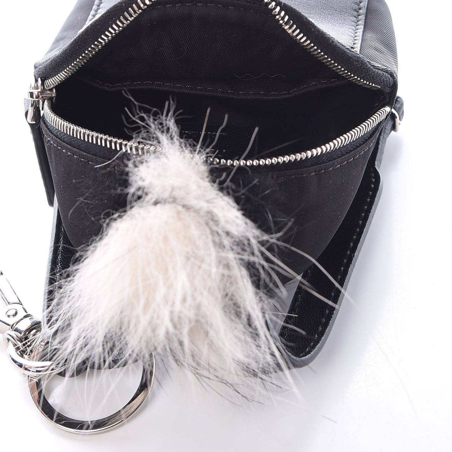 Nylon Shiny Nappa Nutria Fox Fur Monster Eyes Mini Backpack Charm Black Multicolor