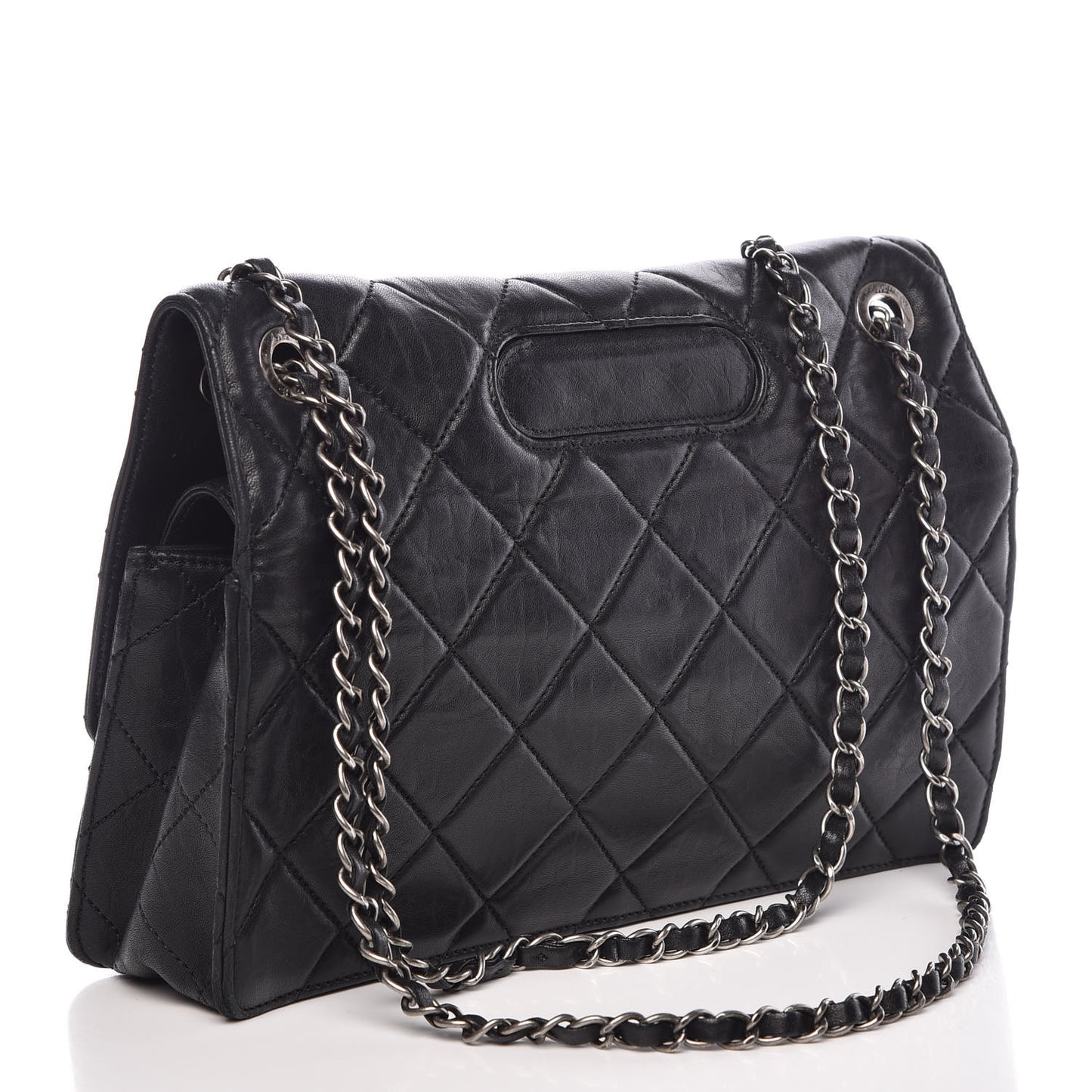 Washed Lambskin Jumbo Take Away Flap Black