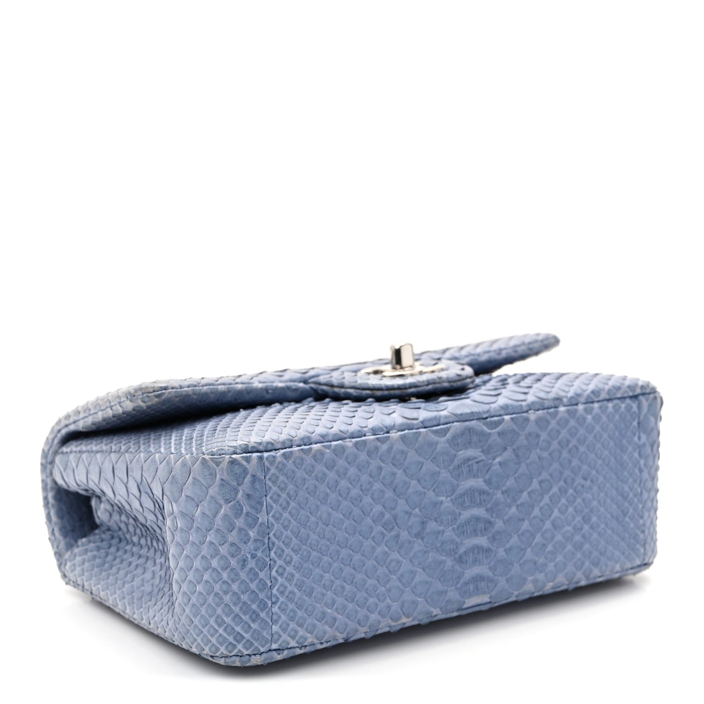 Snakeskin Mini Rectangular Flap Blue
