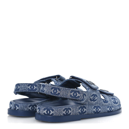 Chanel Denim CC Dad Sandals 38 Blue 39 Blue 5 of 13