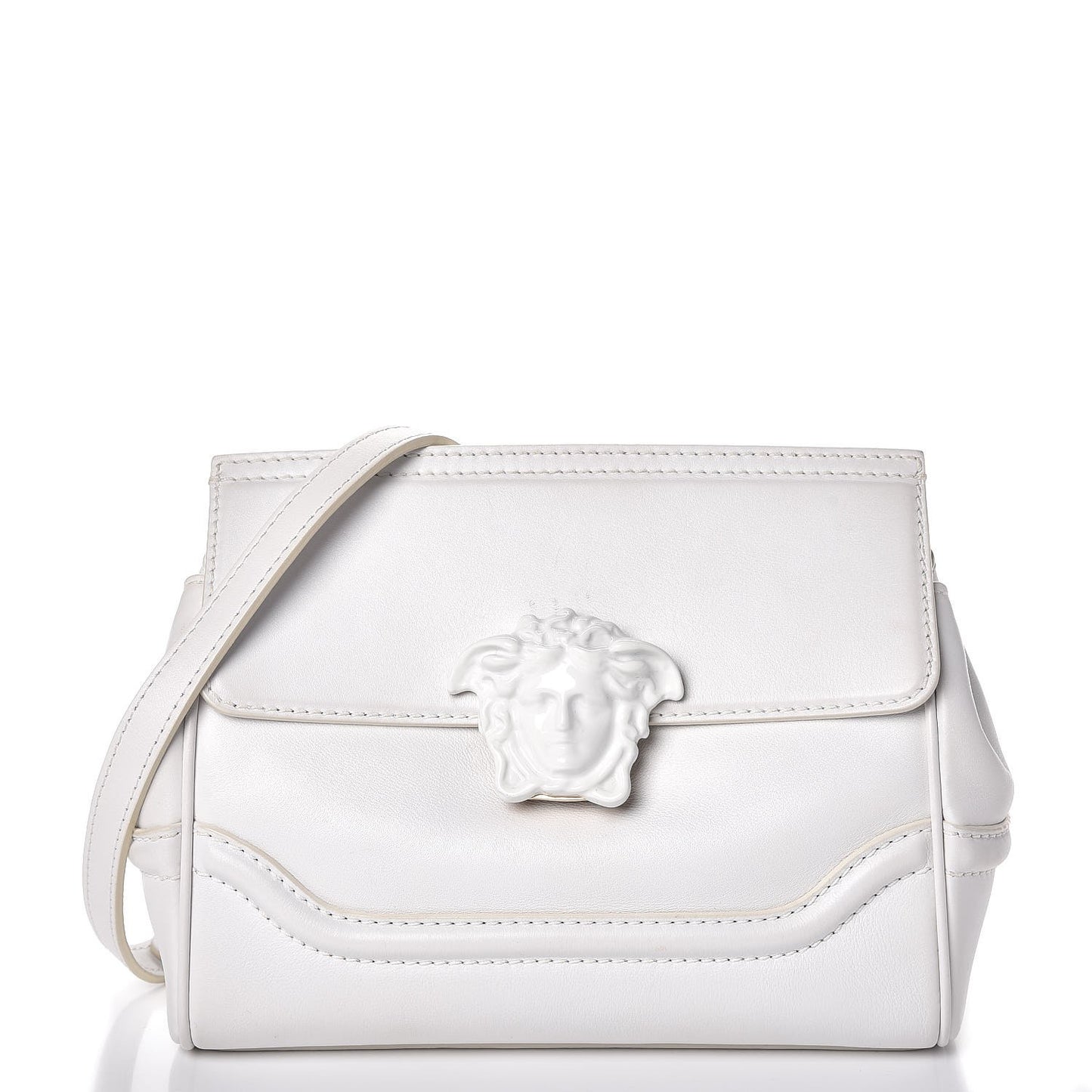 Calfskin Palazzo Empire Crossbody Bag White