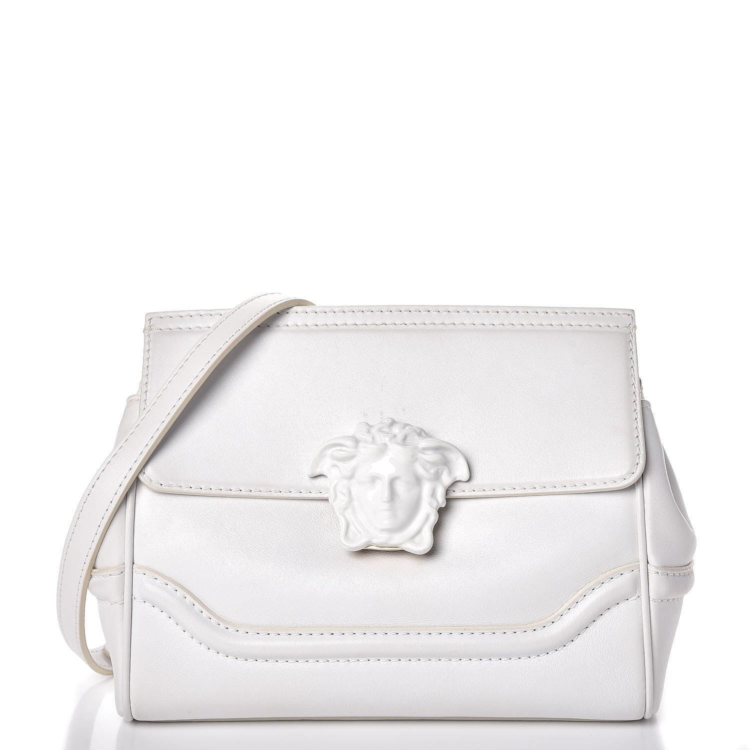Versace Calfskin Palazzo Empire Crossbody Bag White 14 of 23